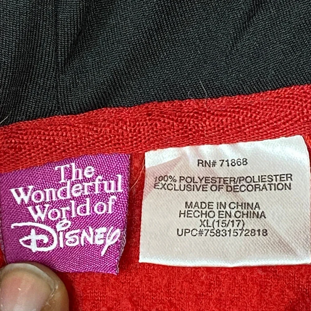 Disney Mickey Mouse Red Fleece Zip Up Hoodie Jacket XL‎ Kids Girls Christmas